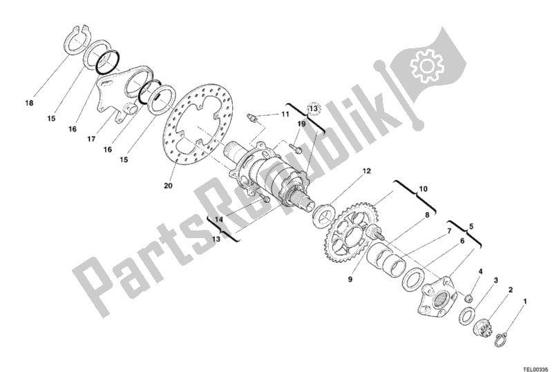 Tutte le parti per il Mozzo, Ruota Posteriore del Ducati Monster S2R 1000 2006